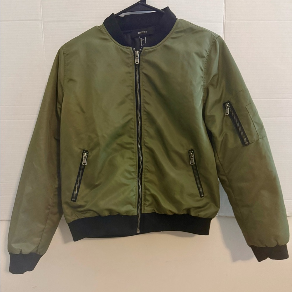 Forever 21 Olive Bomber Jacket